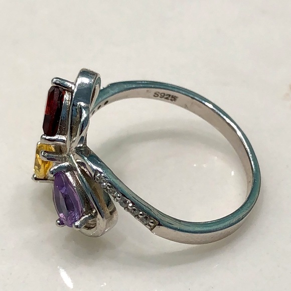 Amethyst Garnet Citrine & 14K White Gold Plated - Picture 3 of 4